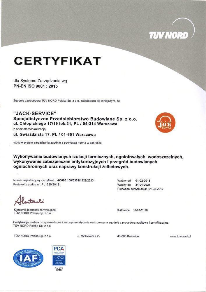 Certyfikat ISO (wer. polska)