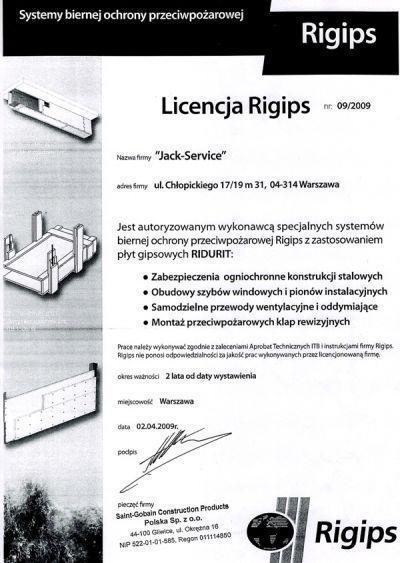 Autoryzacja (licencja) RIGIPS