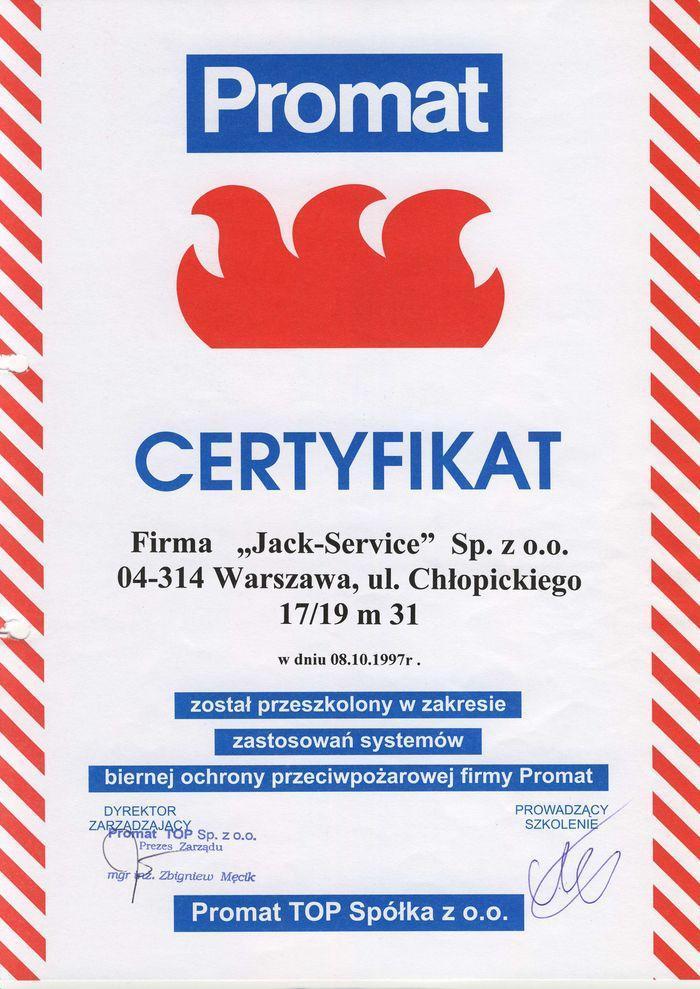 Certyfikat- Promat
